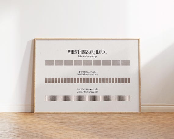 Take It Day By Hour Minute Print Preppy Apartment Decor Retro Positive Quotes Self Love Wall Art Mental Health