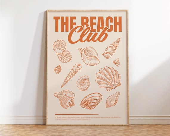 The Beach Club Terracotta Seashell Collection Illustration Poster