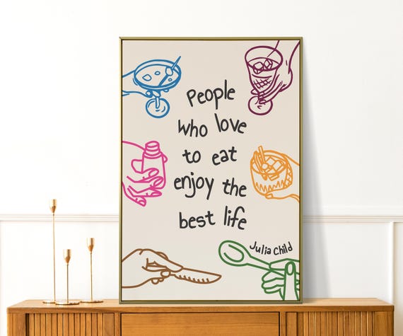 People Who Love To Eat Colorful Kitchen Wall Art Trendy Print Decor Cute Apartment Gift For Foodie