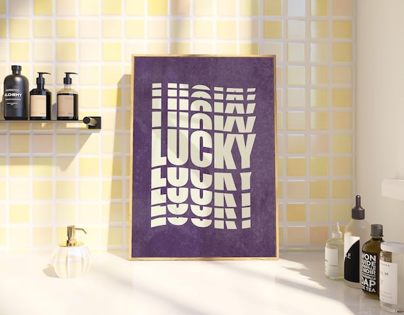 Lucky Wavy Cream Lettering on Rich Purple Retro Typography Poster