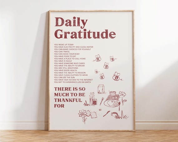 Daily Gratitude Affirmations List Warm Minimalist Quote Poster