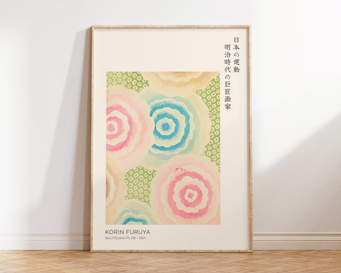 Japanese Flower Floral Print By Korin Furuya Large Abstract Wall Art Painting For Living Room Office Decor Japandi And Wabi Sabi