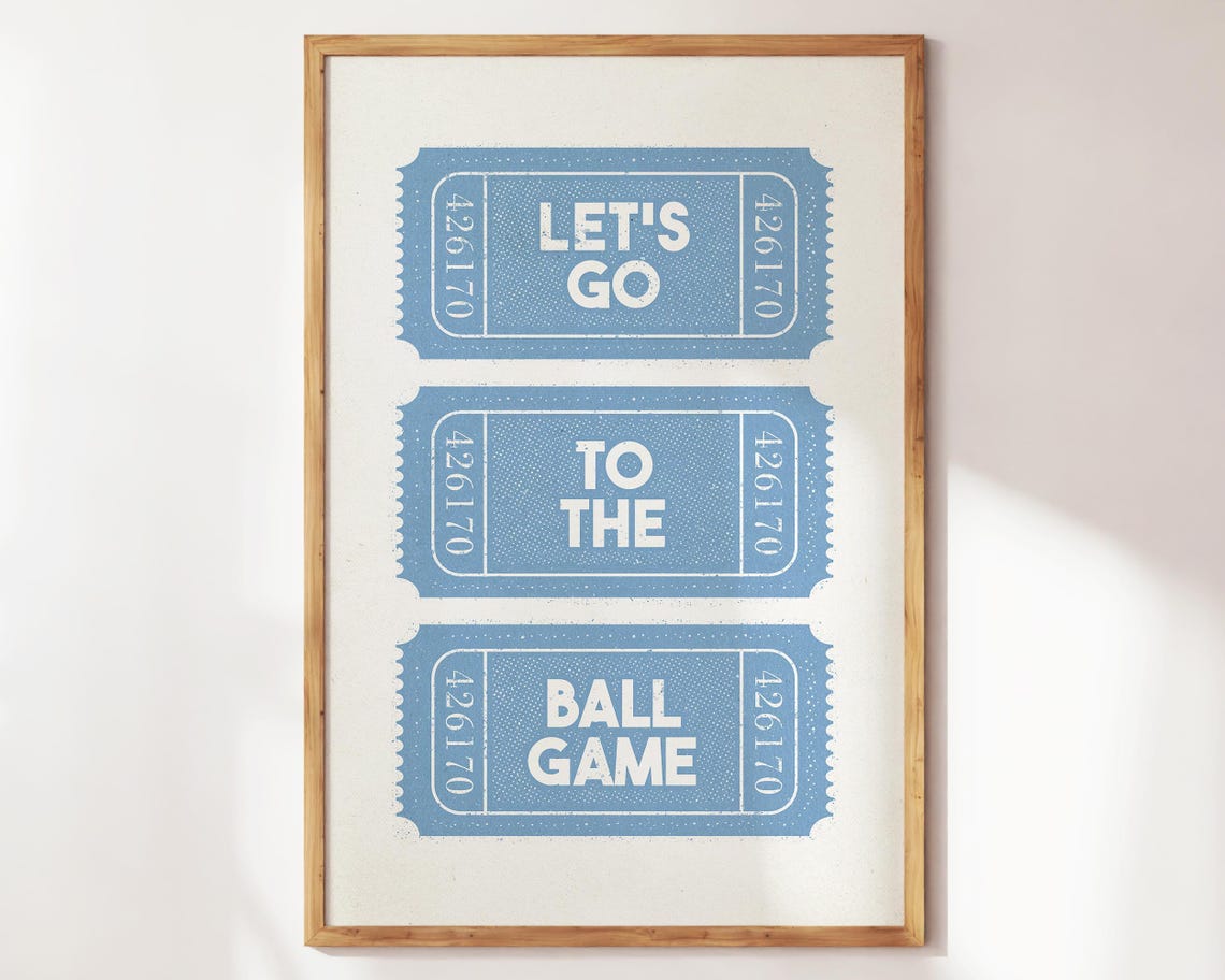 Lets Go To The Ball Game Print Football Season Basketball And Baseball Sports Poster