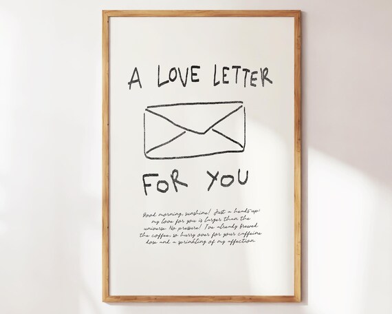 A Love Letter Self Quotes Wall Art Retro Decor Beige Living Room Trendy Preppy Illustration Gift