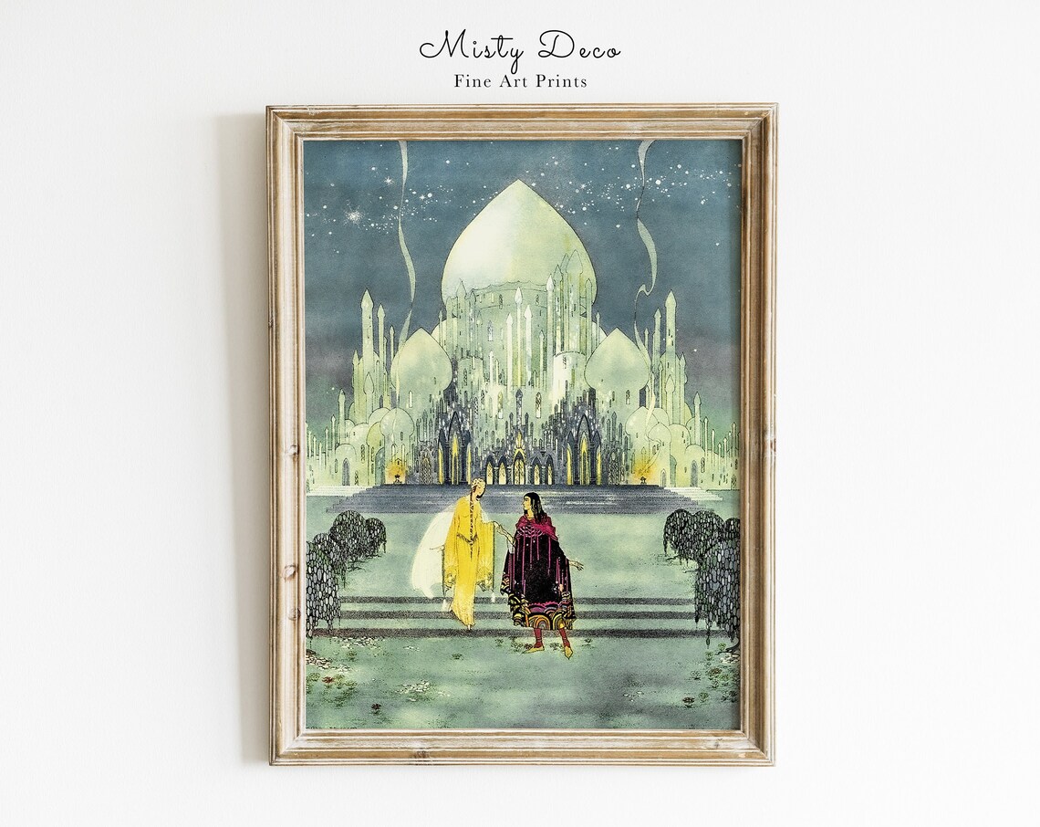 Vintage Fairy Tale Moonlit Temple Dreamy Magical Night Art Print