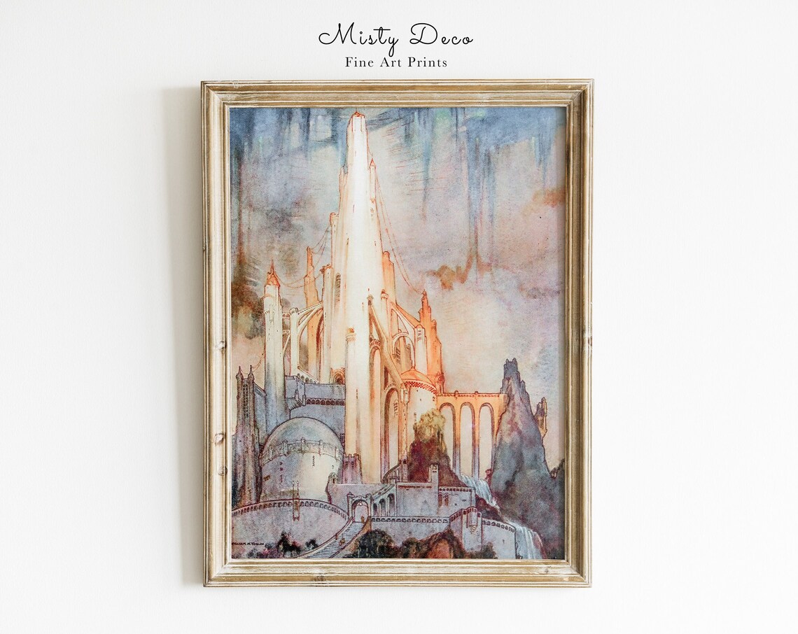 Enchanted Fairy Tale Castle Watercolor Fantasy Kingdom Wall Art