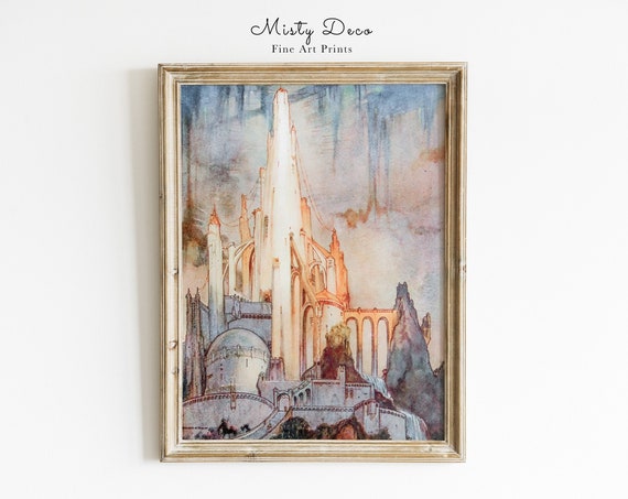 Rare Fantasy Castle By William M Timlin Ethereal From Ship That Sailed To Mars Vintage Fairy Tale Illustration Wall Art