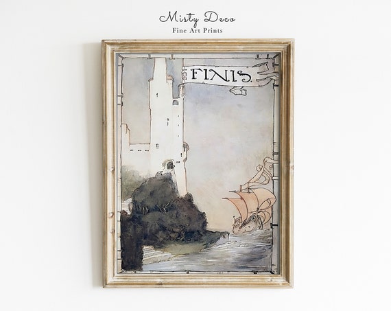 Very Rare Vintage Fantasy Illustration By William Timlin The Ship That Sailed To Mars Old Storybook Scifi Wall Art