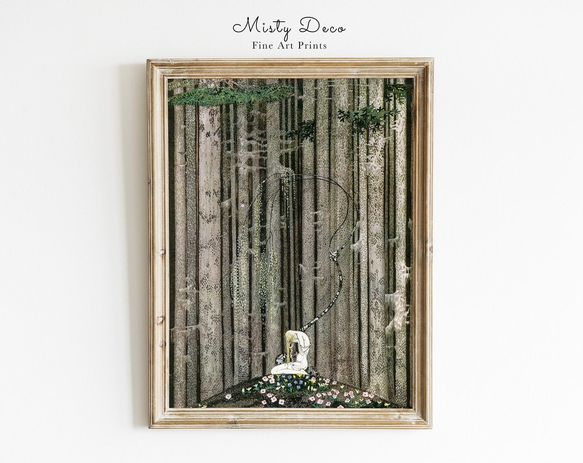 Enchanting Fairytale Wall Art By Kay Nielsen In The Midst Of Gloomy Thick Wood Moody Fairy Tale Golden Age Illustration