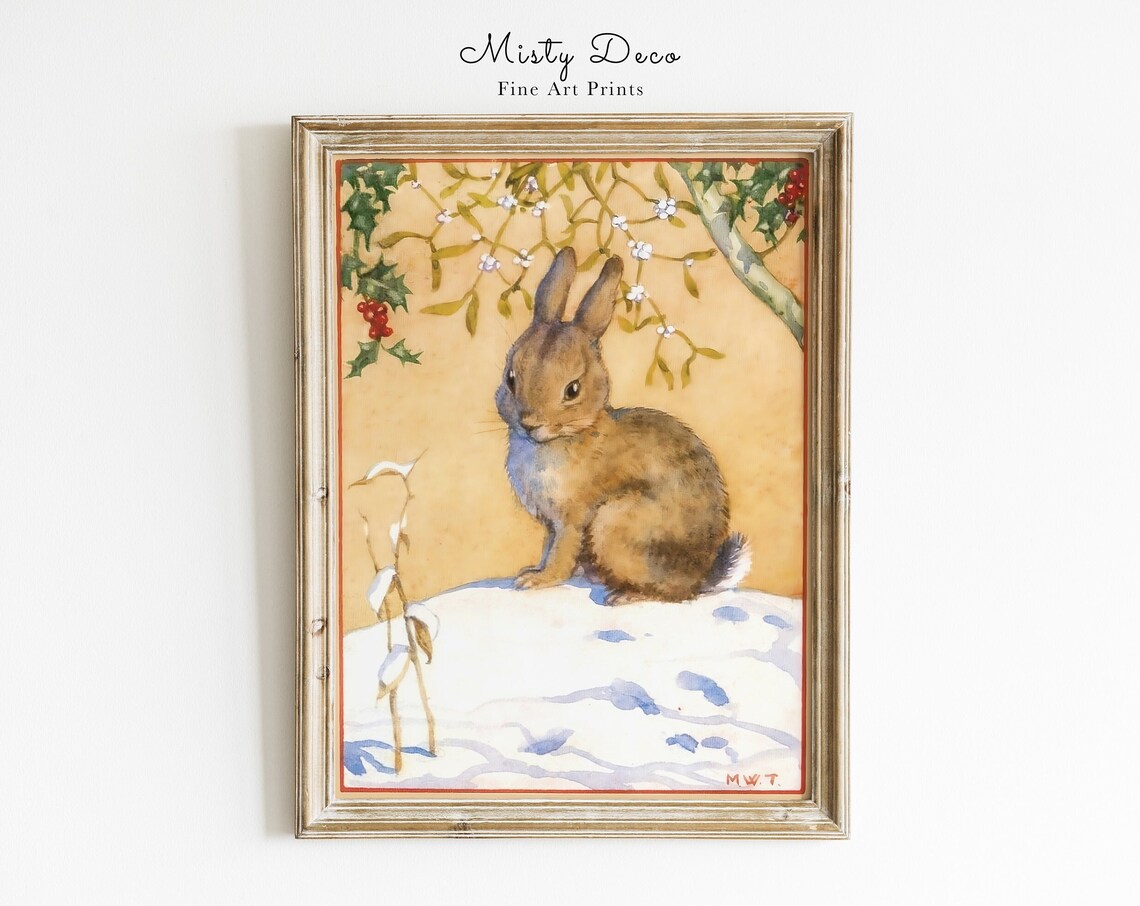 Sweet Margaret Tarrant Christmas Bunny Vintage Holiday Art Poster