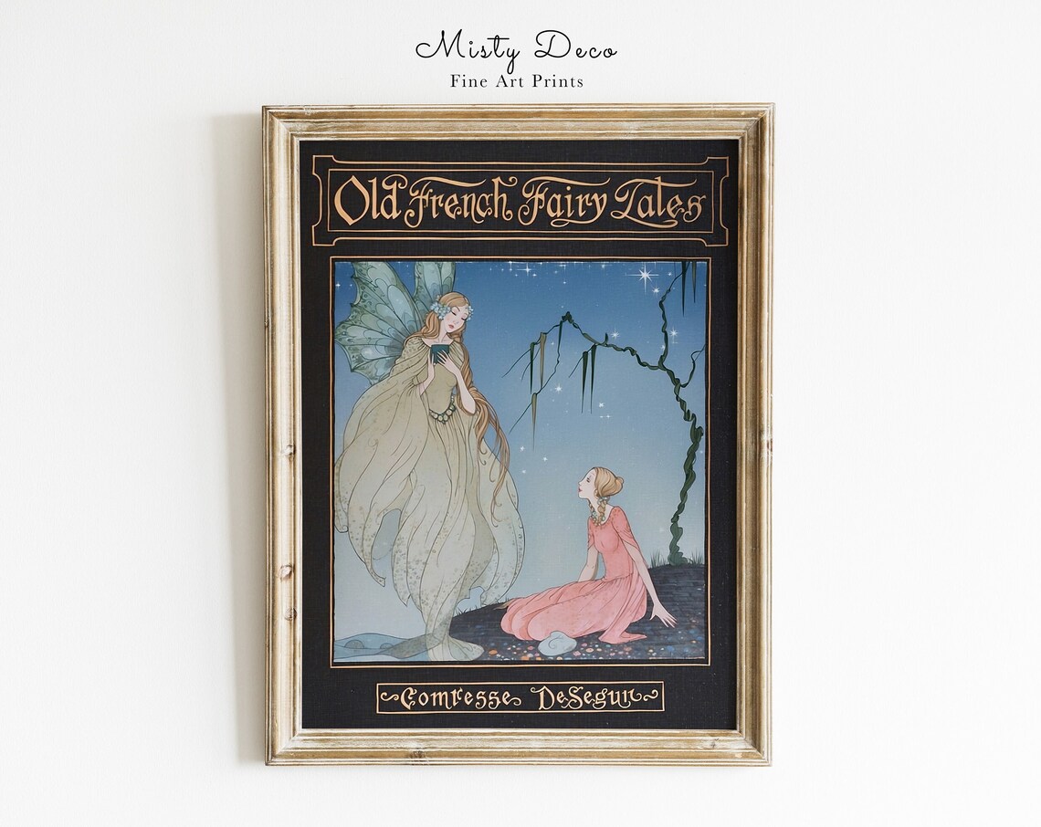 Old French Fairy Tales Vintage Fairy Book Cover Illustration Poster