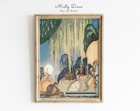 Dancing Princesses In Garden Rare Art Deco By Kay Nielsen Whimsical Fairy Tale Wall Enchanting And Mystical Fairytale Illustration