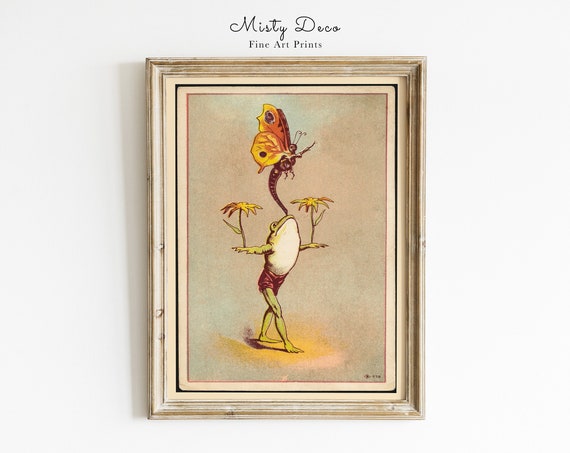 Vintage Circus Frog Illustration Cute Wall Art For Nursery