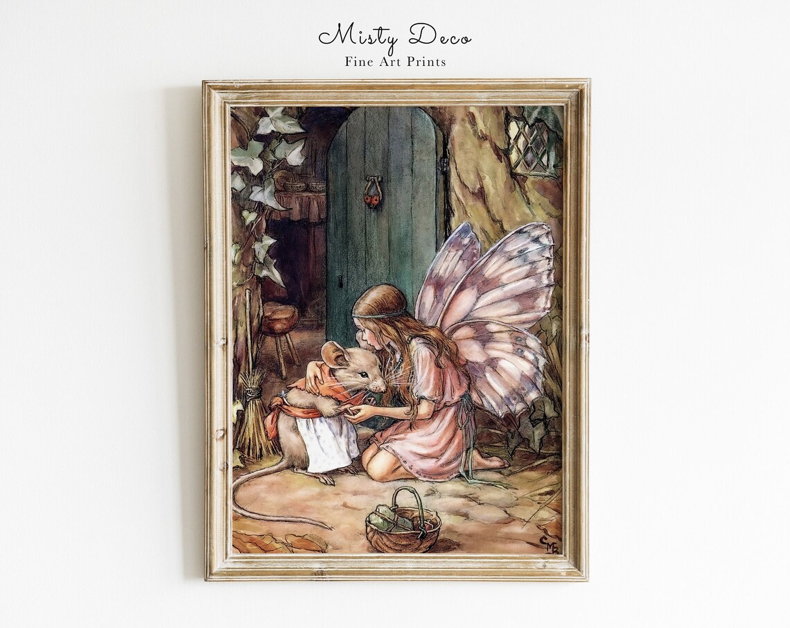 A Fairy's Kiss by Cicely Mary Barker, Art Print