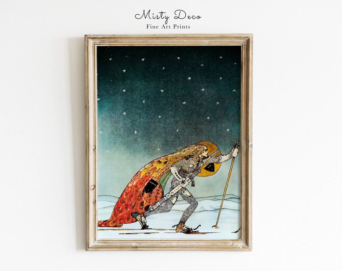 Kay Nielsen Vintage Fairytale Starry Night Knight Art Poster