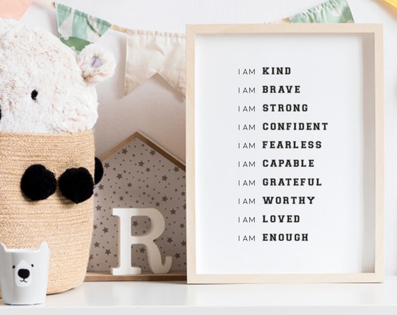 Inspirational Nursery Decor Affirmations For Kids Rainbow Affirmations Wood Sign I Am Kind Smart Loved