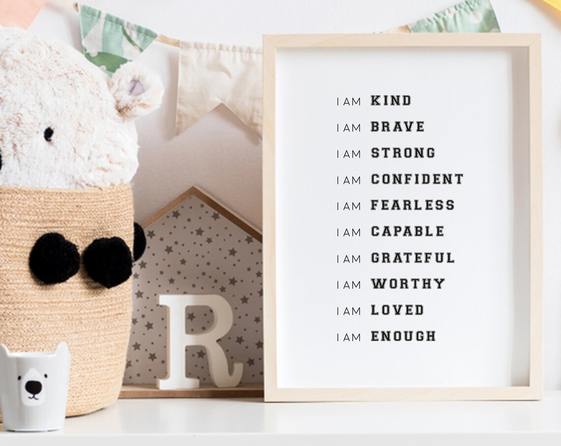 Inspirational Nursery Decor Affirmations For Kids Rainbow Affirmations Wood Sign I Am Kind Smart Loved