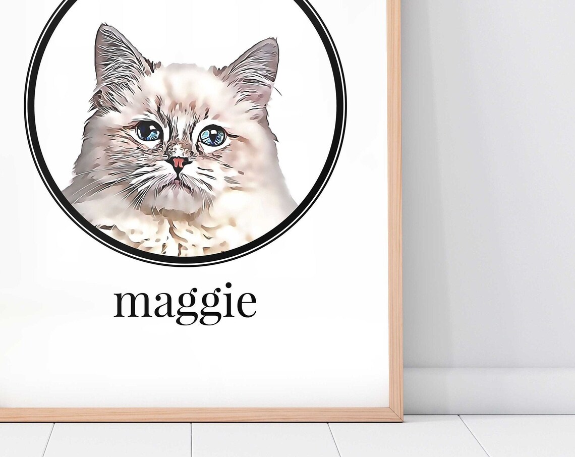 Custom Pet Portrait, Pet Memorial Gift Art Print