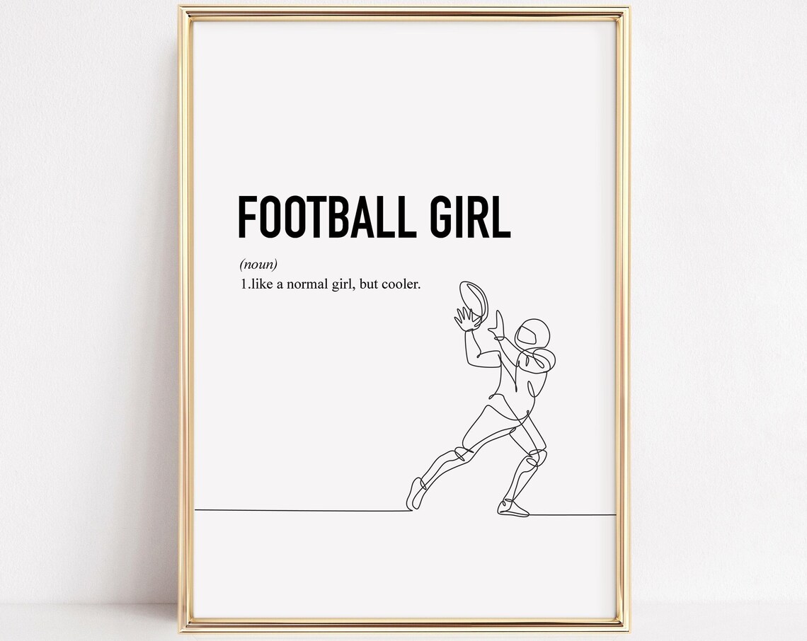 Football Girl Definition Line Art American Football Gift Poster