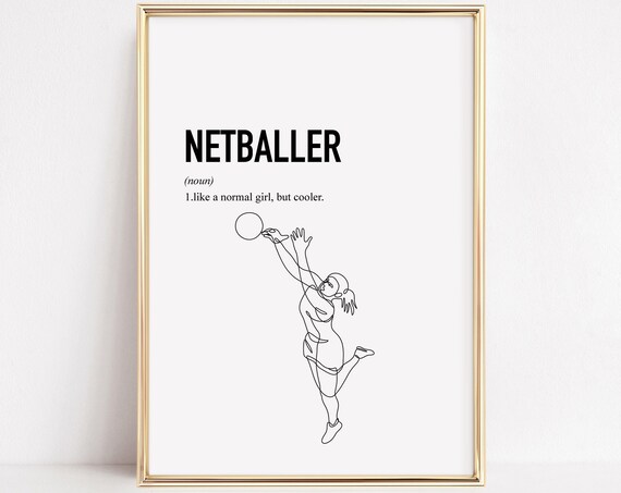 Netballer Print, Netball Team Gift Poster