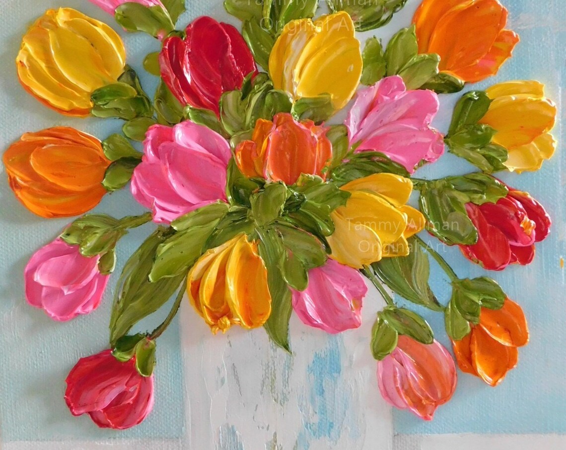 Custom Bright Tulip Oil Painting, Spring Floral Art Print - Image 4