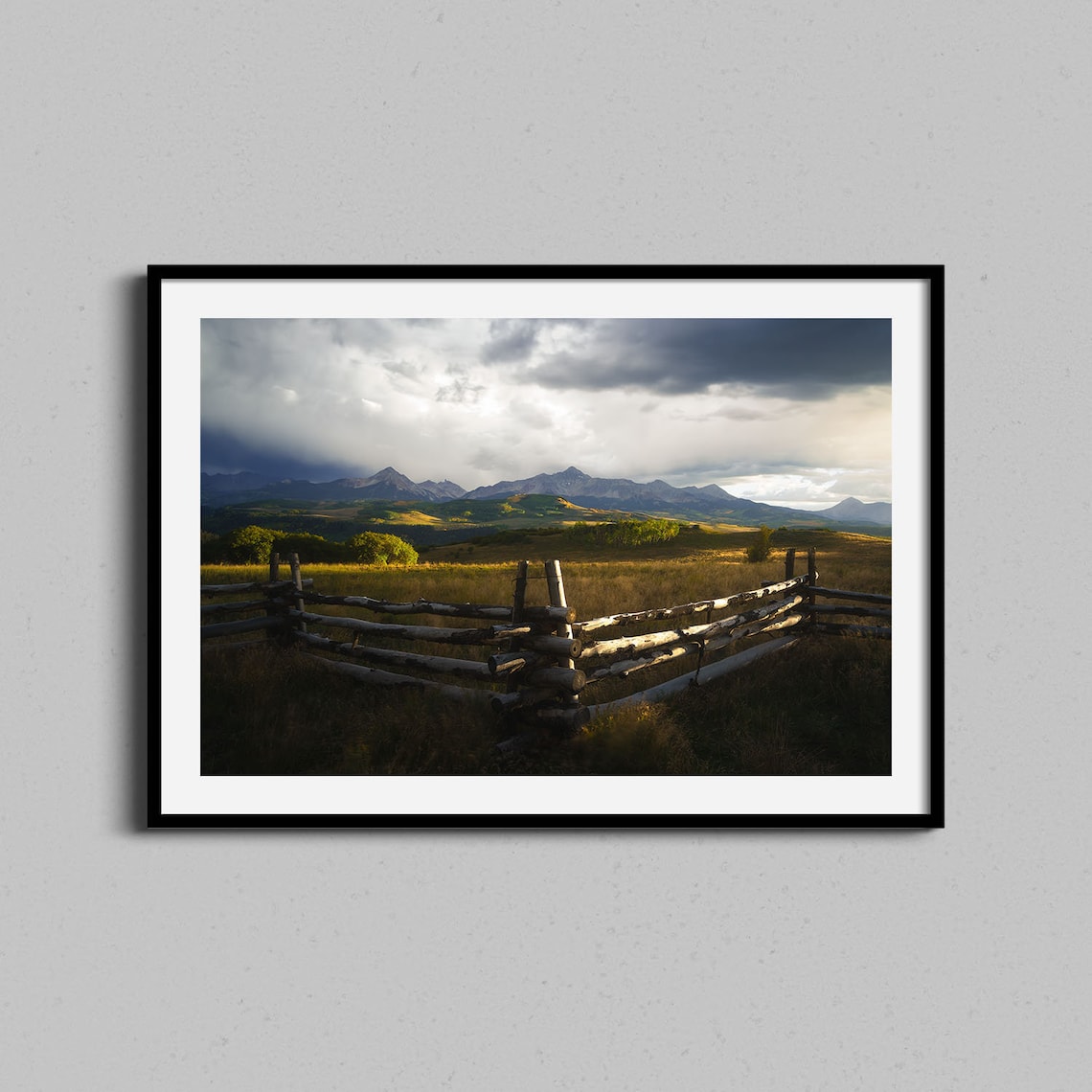 Colorado Ranch Split Rail Fence Mountain Valley Stormy Sky Photo Poster