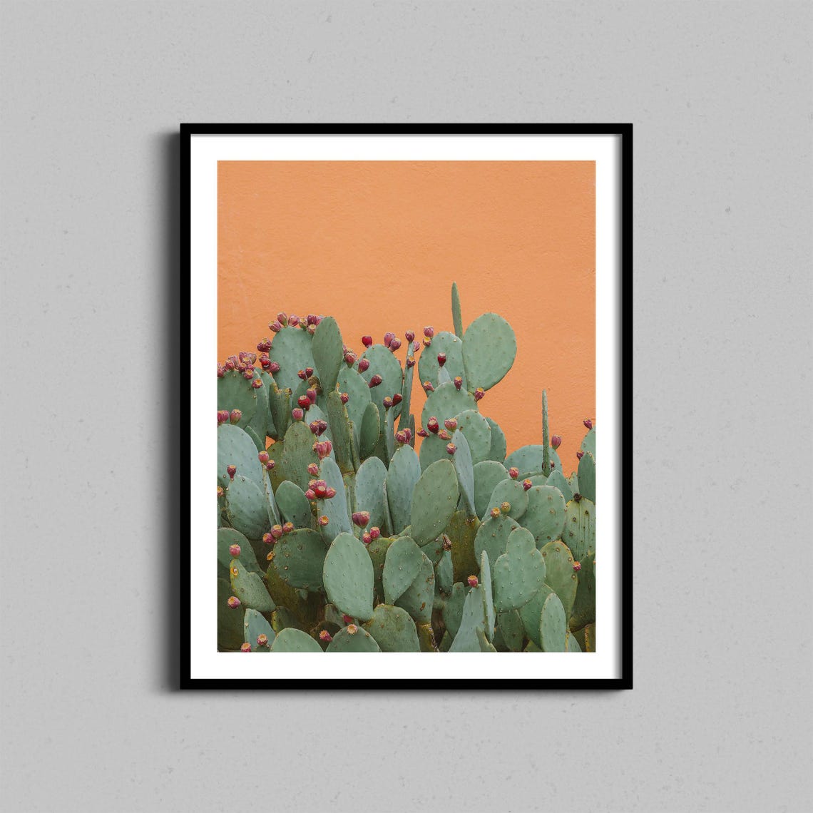Boho Cactus Print Orange Desert Southwest Wall Art Prickly Pear Photo Botanical Southwestern Pastel Mexican Home Decor