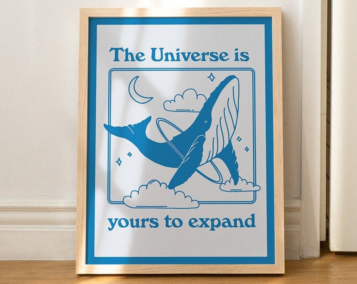 Retro Whale Affirmation Quote Poster, Nautical Decor