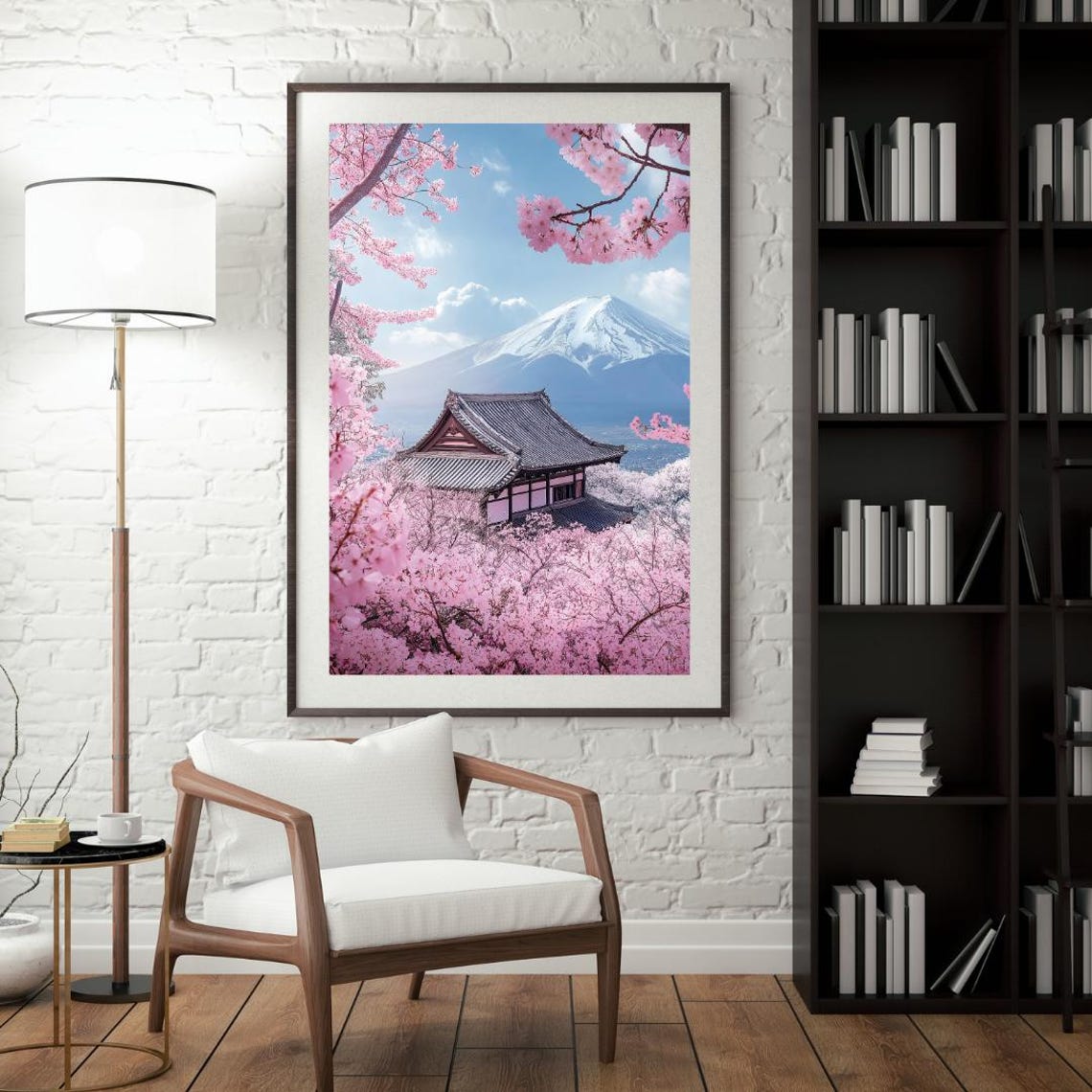 Japanese Art Mount Fuji Poster Traditional Japanese Building Art Flower Wall Art Travel Poster Bedroom Art Hallway Art Gift - Image 4