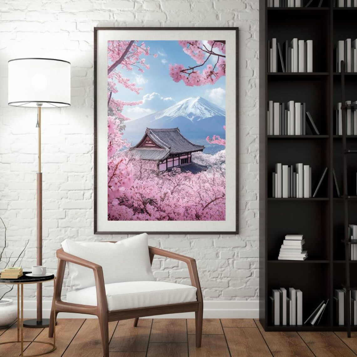 Mount Fuji Snowy Peak With Japanese Temple And Cherry Blossoms Poster - Image 4