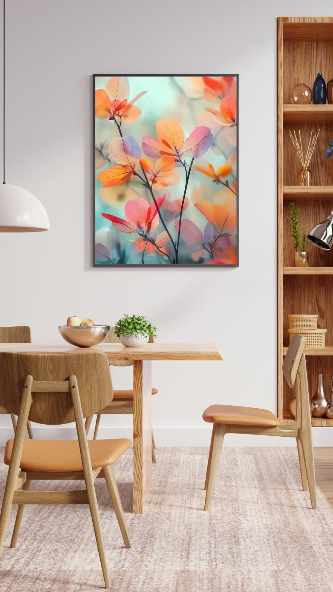 Translucent Coral And Peach Blossoms Watercolor Botanical Poster - Image 2