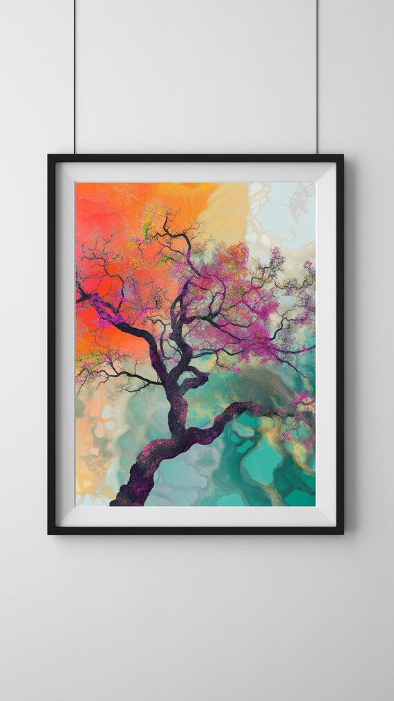 Abstract Art Print Vibrant Nature Wall Decor Modern Tree Poster For Home Office Unique Poster Exhibition Art Gallery Art