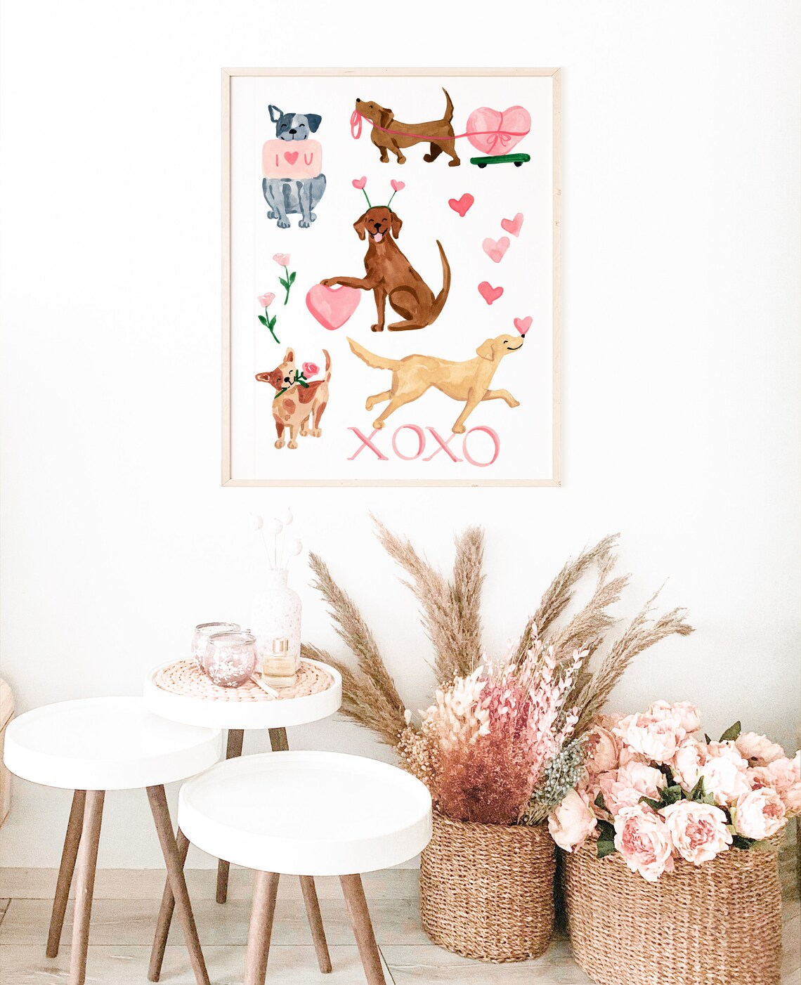 Valentine's Day Dogs Watercolor Art Print - Image 4