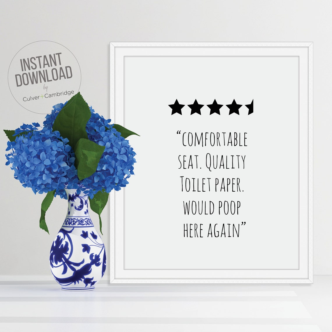 Would Poop Here Again Funny Bathroom Review Poster Gag Gift Art - Image 4