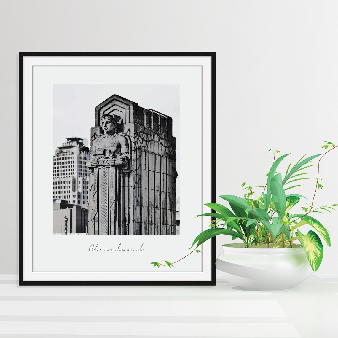Black White Wood Frame Style Options Display for Abstract Art Print - Image 3