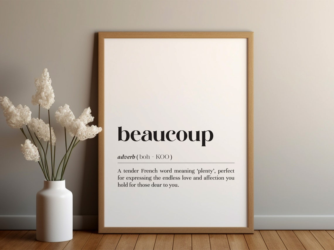 Beaucoup French Plenty Definition Romantic Typography Poster