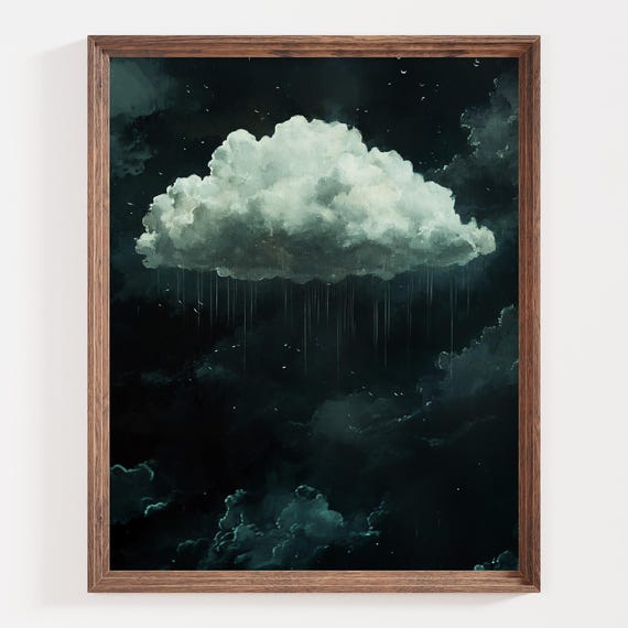 Cloud Art Print Abstract Sky Painting Stormy Cloud Wall Art Moody Landscape Dark Sky Decor Rain Cloud Print Dramatic Nature Art