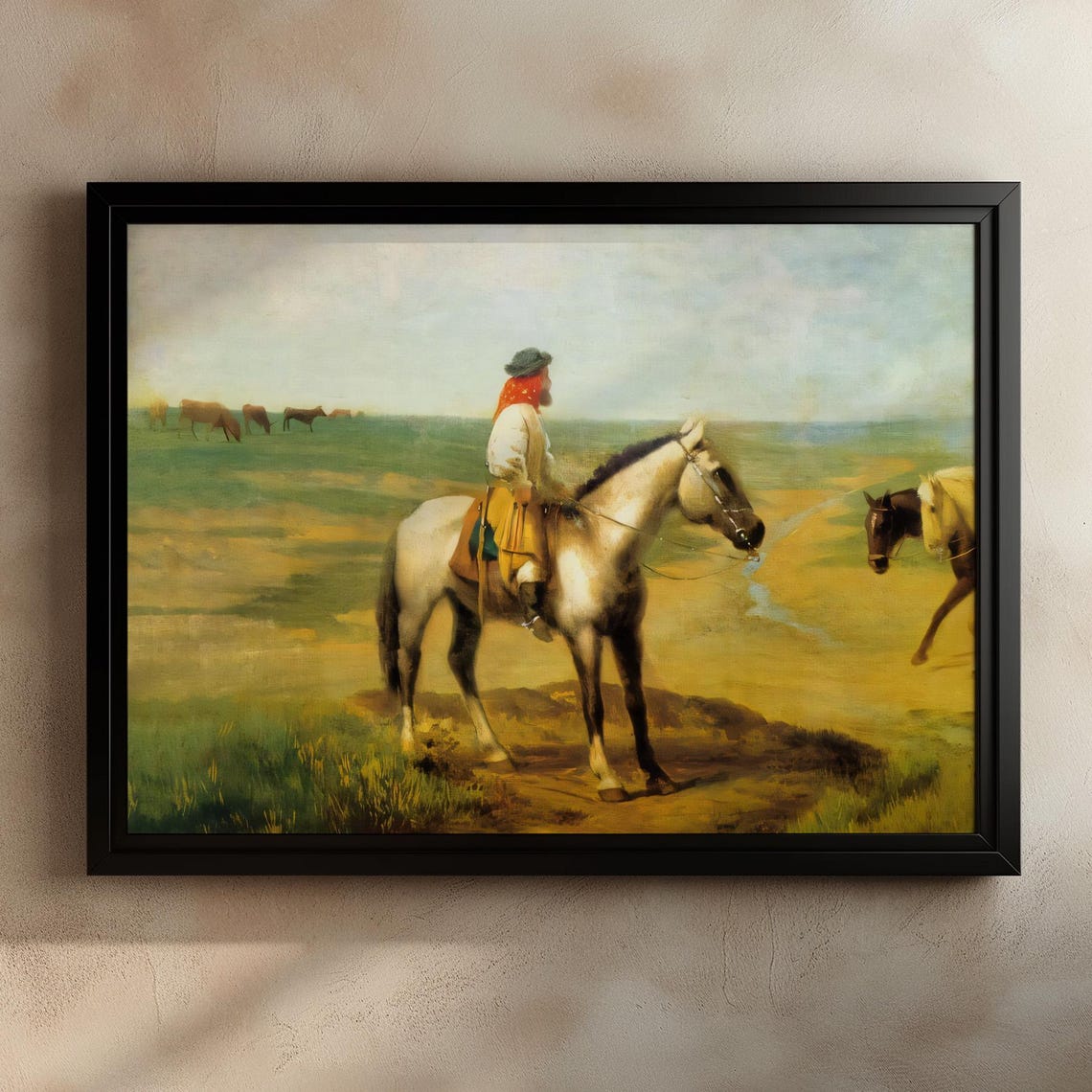 Gaucho on Horseback Riding Across the Golden Pampas Plain Poster - Image 3