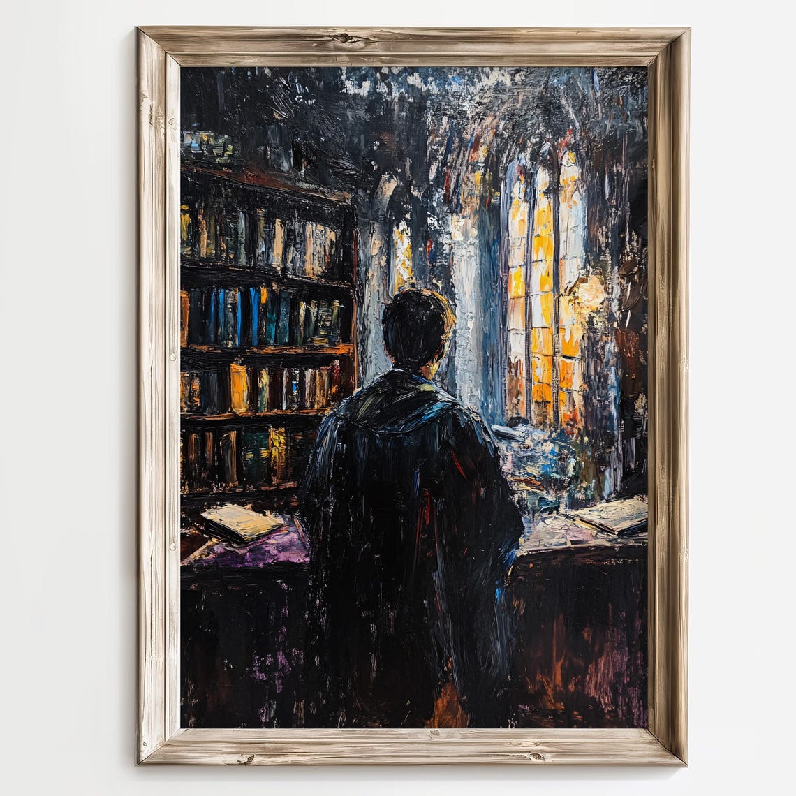 Dark Academia Wall Art Gothic Library Scene Print Atmospheric Study Artwork Vintage Scholar Decor Candlelit Writing Room Painting - Image 2