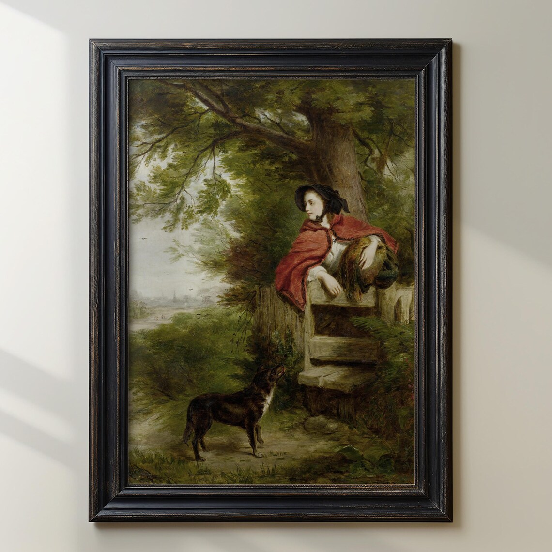 Little Red Riding Hood With Dog Victorian Fairy Tale Frith Scene Poster - Image 2