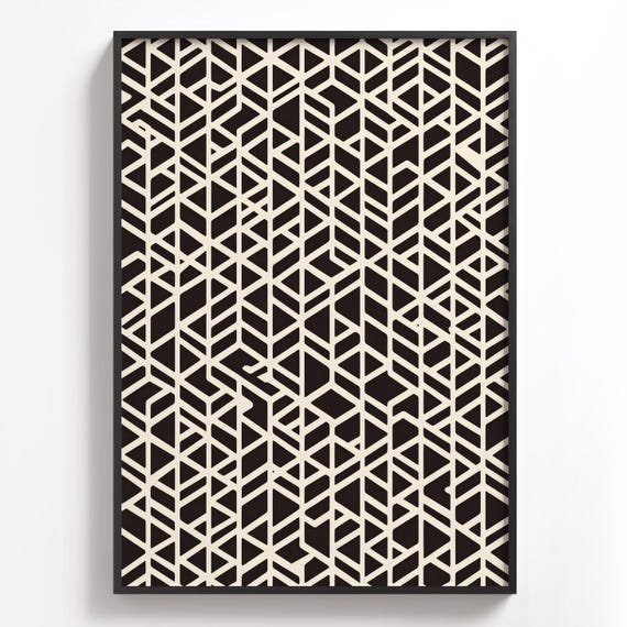Geometric Pattern Art Black And White Design Modern Wall Art Abstract Geometric Print Trendy Pattern Print Statement Wall Art Line Art