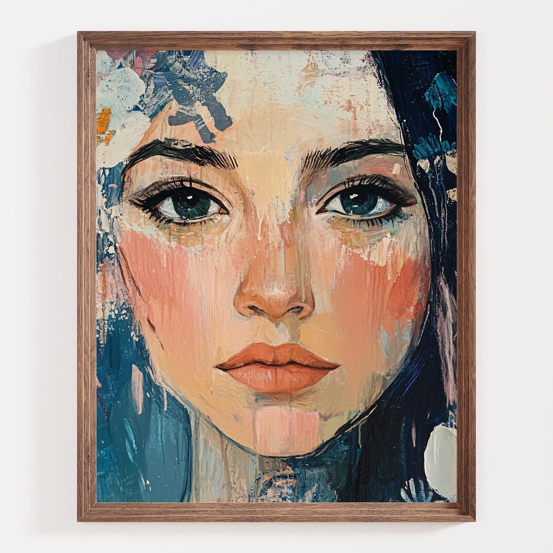 Expressive Woman Face Abstract Modern Portrait Painting Scene Poster