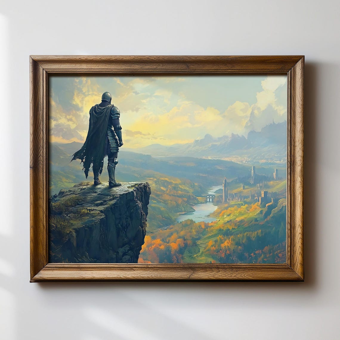 Lone Knight On Cliff Overlooking Valley Epic Fantasy Landscape Poster - Image 4