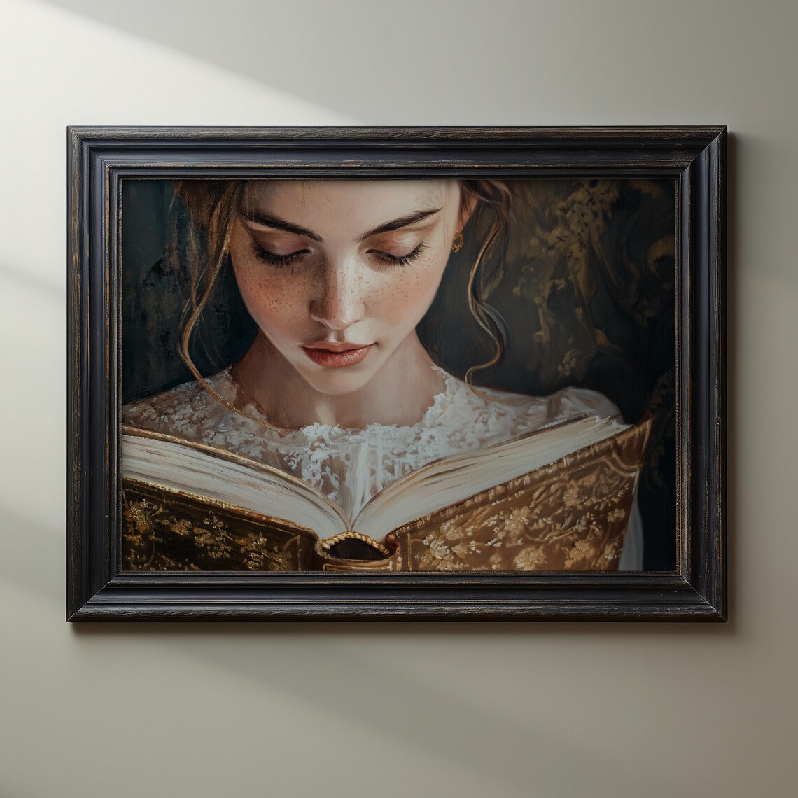 Vintage Girl Reading A Book Art Print, Literature - Image 3