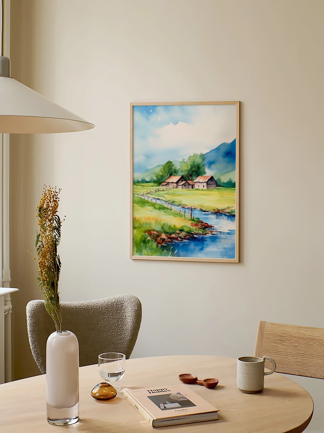 Colorado Countryside Barn Stream Mountain Landscape Watercolor Poster - Image 5