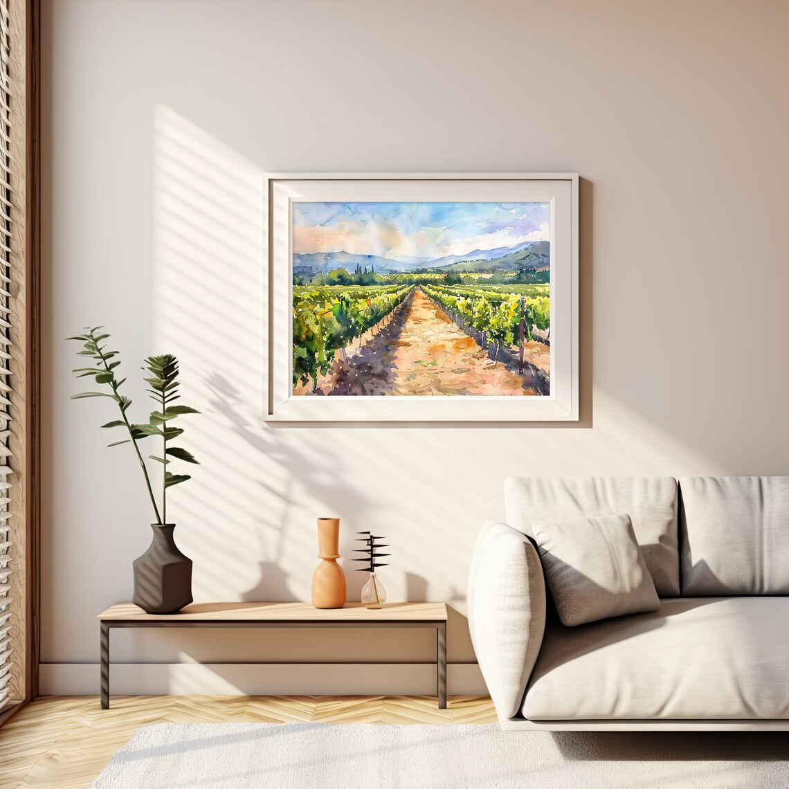 Napa Valley Vineyard Rows California Wine Country Watercolor Poster - Image 2