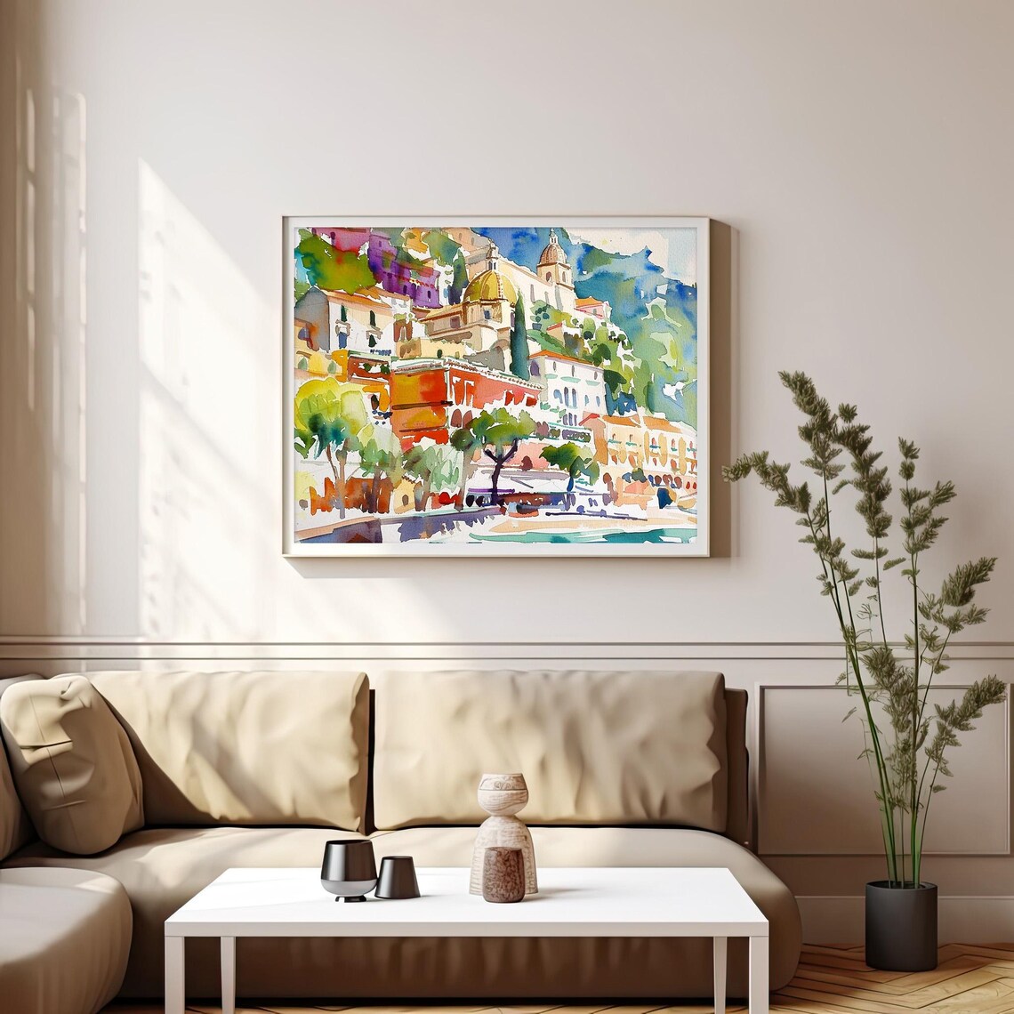 Positano Amalfi Coast Watercolor Painting Cinque Terre Art Print Seascape Cityscape Watercolor Artwork Travel Art Poster By Feelingprints - Image 4