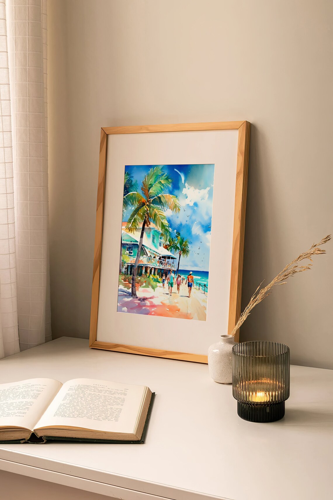Stunning Siesta Key Florida Beach Palms Coastal Watercolor Poster - Image 4