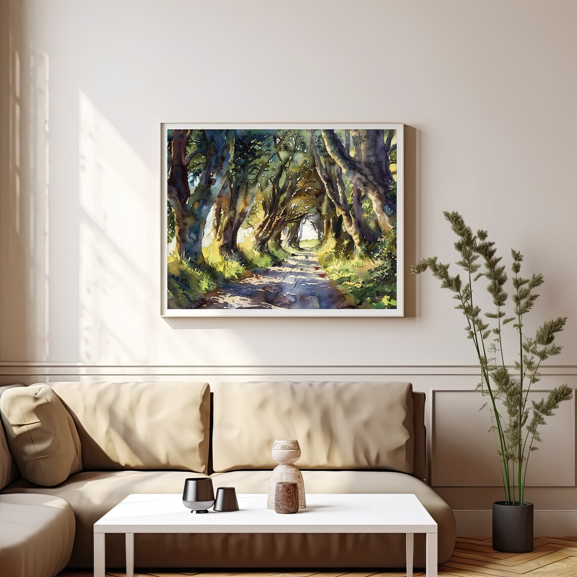 Dark Hedges Watercolor Art Print, Irish Landscape - Image 3