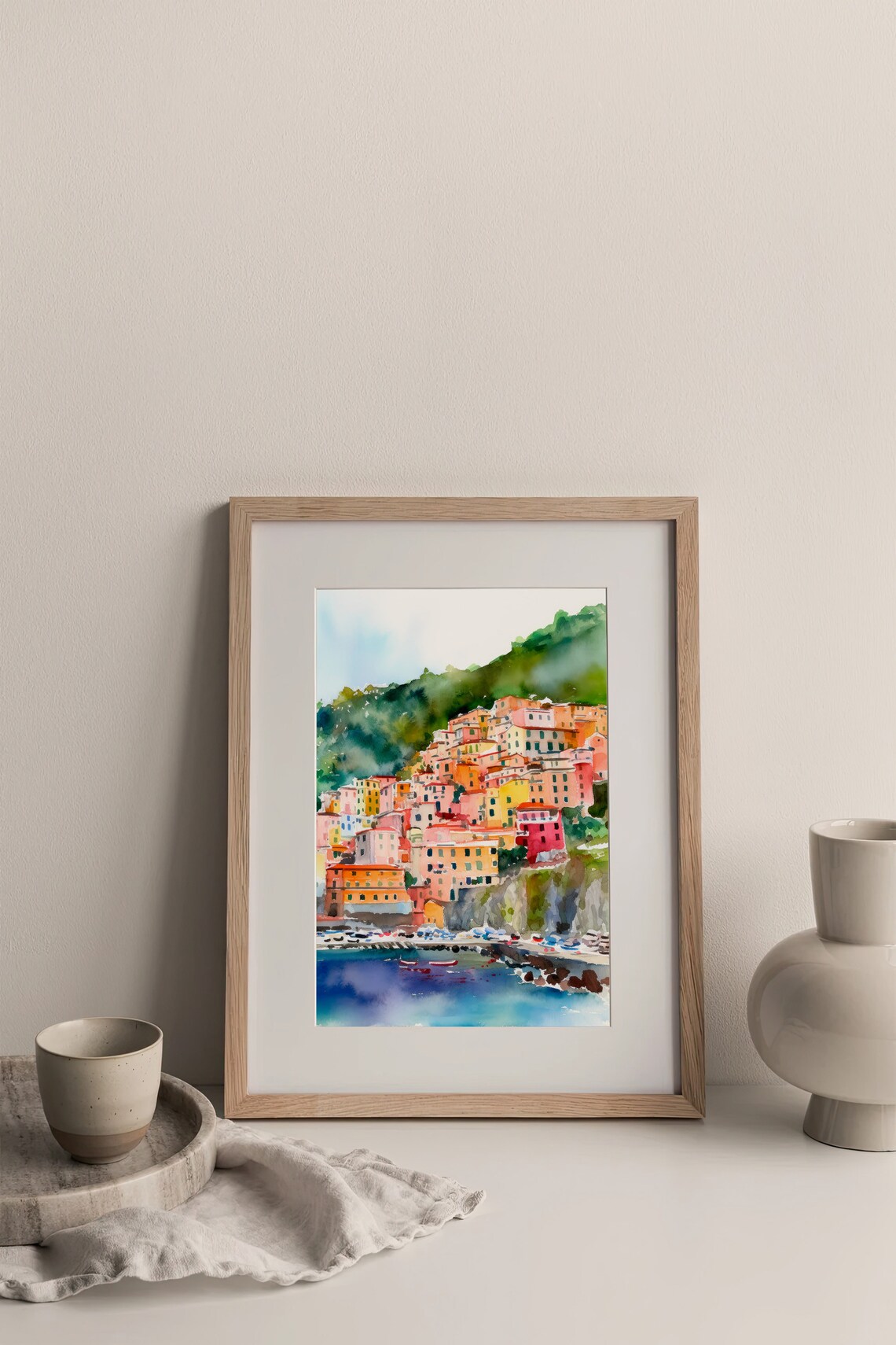 Positano Watercolor Italy Landscape Art Print - Image 2